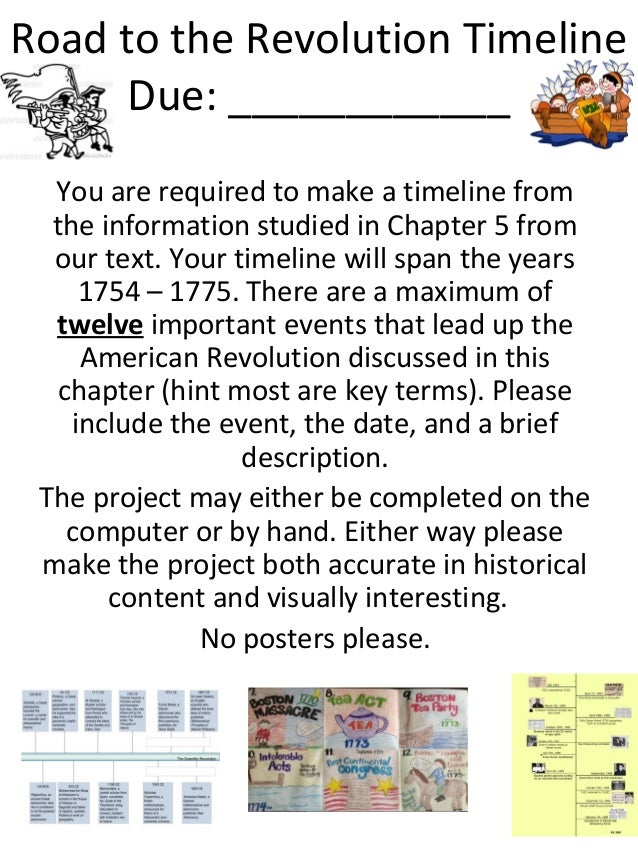 Road To The Revolution Timeline Project Description