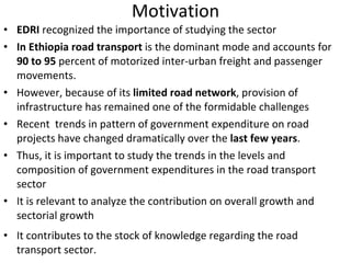 Road transort in Ethiopia: Trends, Stock of Achievements and Impact on ...