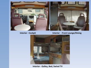 Interior - Cockpit Interior  - Front Lounge/Dining Interior - Galley, Bed, Swivel TV  