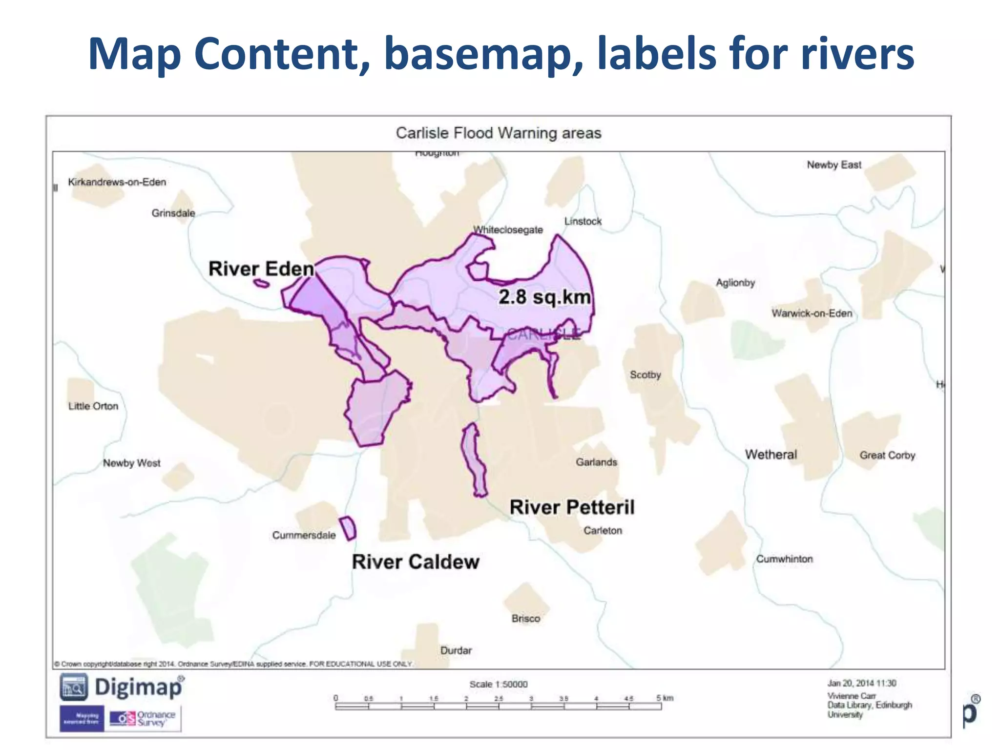 Map Content, basemap, labels for rivers 
 