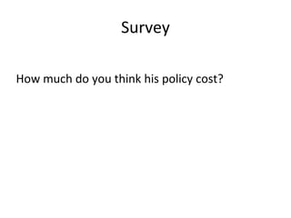 Survey
How much do you think his policy cost?
 