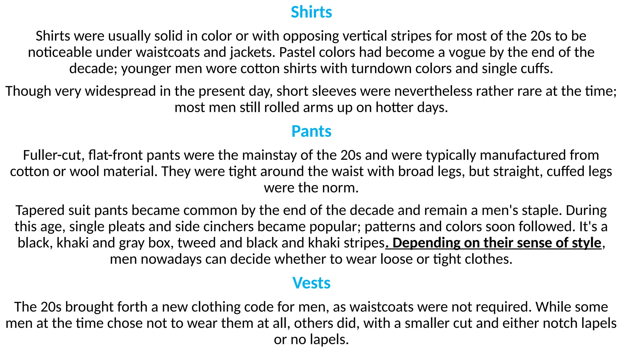 how did men dress in the roaring twenties