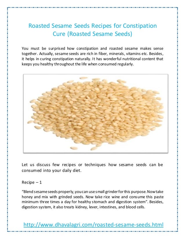 Roasted Sesame Seeds Recipes for Constipation Cure (Roasted Sesame Seeds)