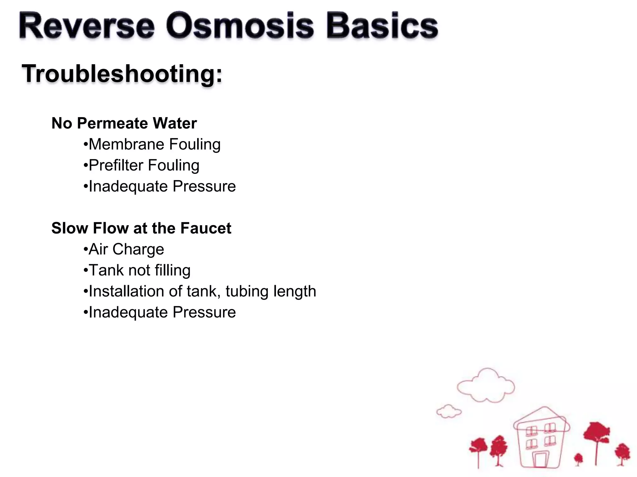   Waste stream consists of:  A concentrate (reject) stream which carries contaminants (compounds too large to pass through membrane)