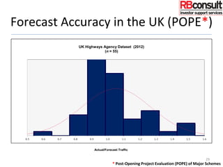 Forecast Accuracy in the UK (POPE*)
UK Highways Agency Dataset (2012)
(n = 55)
Actual/Forecast Traffic
* Post-Opening Project Evaluation (POPE) of Major Schemes
29
 