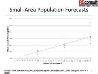 Small-Area Population Forecasts
Sources: Smith & Shahidullah (1995), Simpson et al (1997), Smith et al (2001), Shaw (2007) and Rayer et al
(2009)
40
 