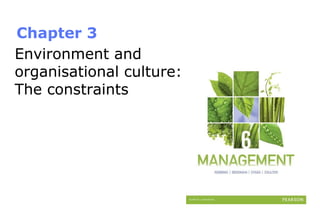 Chapter 3
Environment and
organisational culture:
The constraints
 