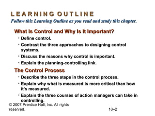 Robbins9 ppt18 controlling | PPT