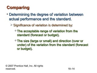 © 2007 Prentice Hall, Inc. All rights
reserved. 18–14
ComparingComparing
• Determining the degree of variation betweenDete...