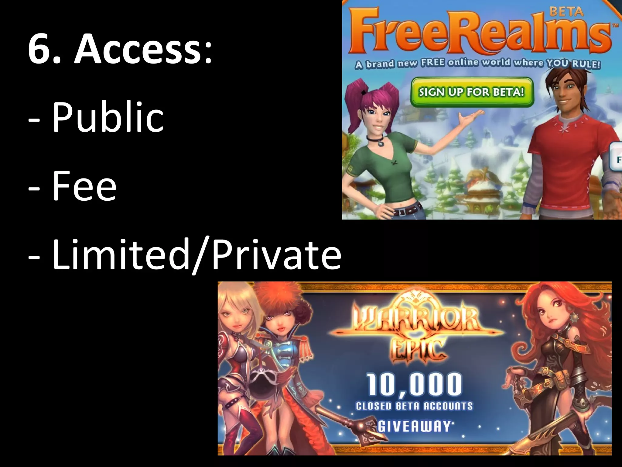 6. Access : Public Fee Limited/Private 