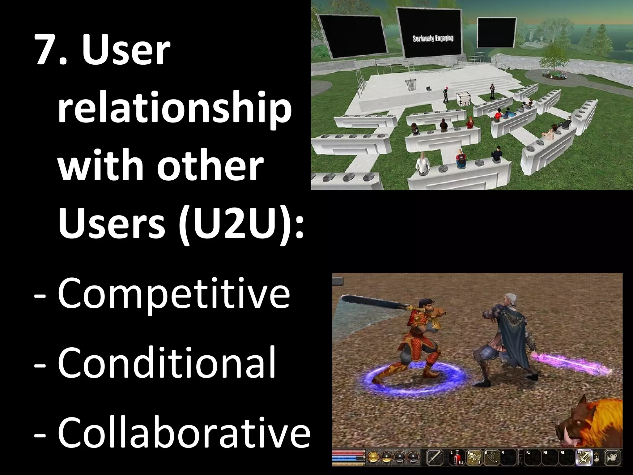 7. User relationship with other Users (U2U): Competitive Conditional Collaborative 