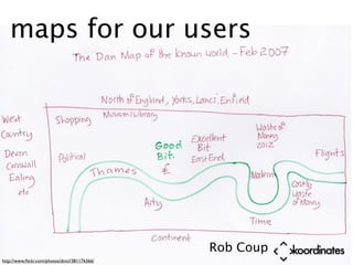 maps for our users




                                              Rob Coup
http://www.ﬂickr.com/photos/dmcl/381176366/
 