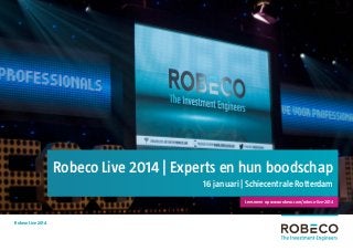 Robeco Live 2014 | Experts en hun boodschap
16 januari | Schiecentrale Rotterdam
Lees meer op www.robeco.com/robeco-live-2014

Robeco Live 2014

 