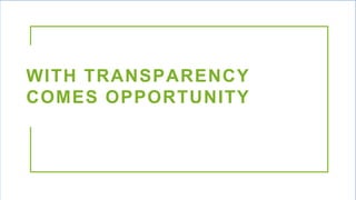 WITH TRANSPARENCY
COMES OPPORTUNITY