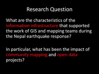 Research Question
What are the characteristics of the
information infrastructure that supported
the work of GIS and mappin...