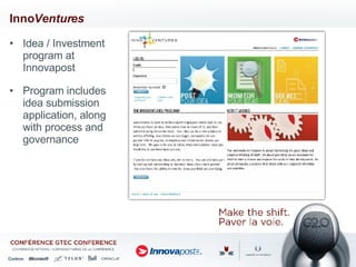 Inno Ventures Idea / Investment program at Innovapost Program includes idea submission application, along with process and governance 