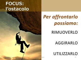 23/03/2015 Roberta Bano 17
FOCUS:
l’ostacolo
Per affrontarlo
possiamo:
RIMUOVERLO
AGGIRARLO
UTILIZZARLO
 