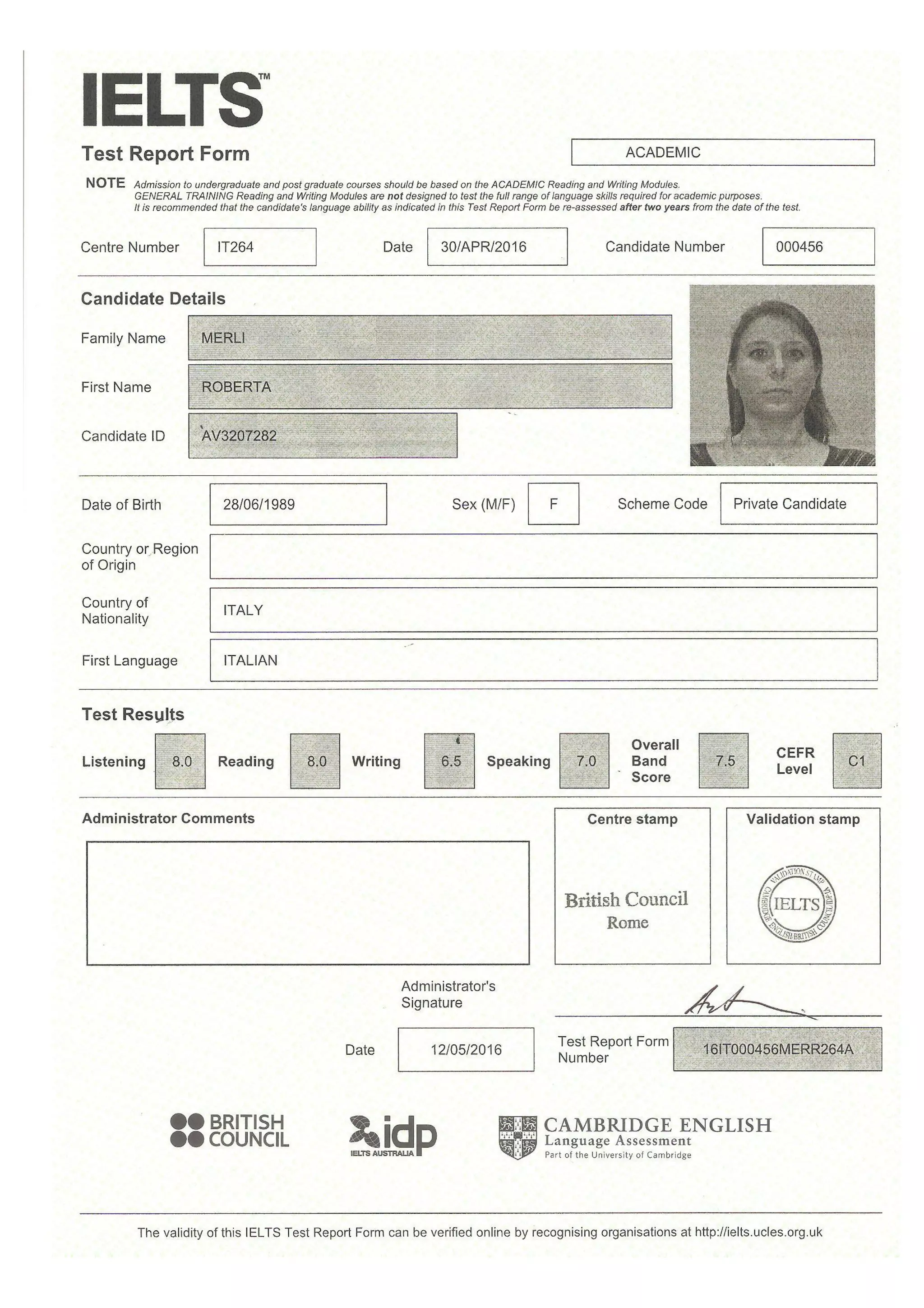 Language certification - IELTS Academic | PDF