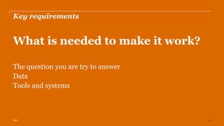 PwC
Key requirements
What is needed to make it work?
The question you are try to answer
Data
Tools and systems
11
 