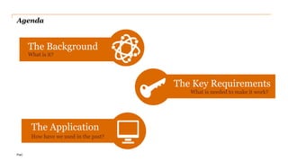 PwC
Agenda
The Background
The Key Requirements
What is it?
What is needed to make it work?
The Application
How have we used in the past?
 