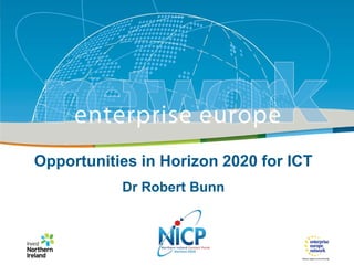 Title of the presentation | Date| |‹#›
IRT Teams | Sept 08 ‹#›

Opportunities in Horizon 2020 for ICT
Dr Robert Bunn

 