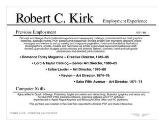 Robert C Kirk Portfolio