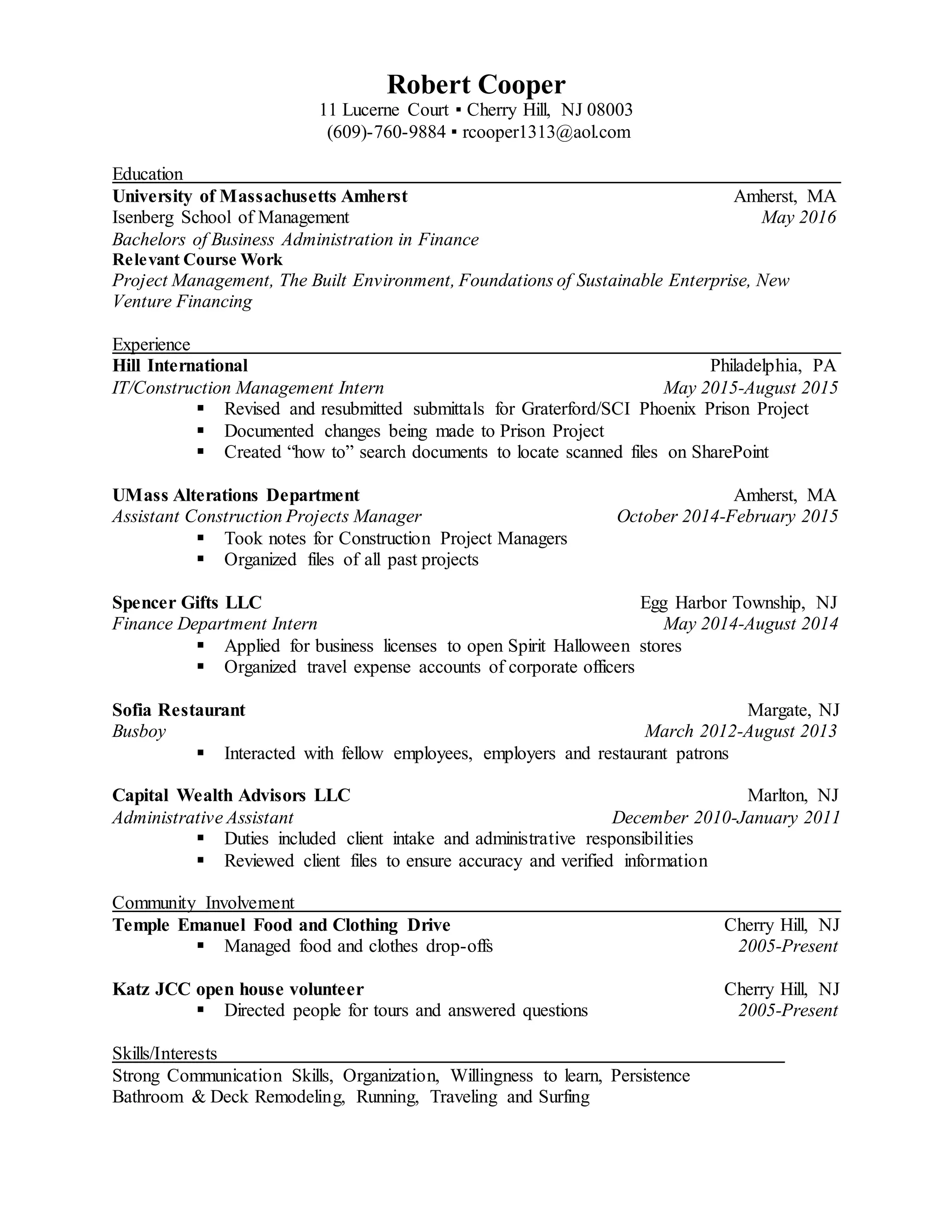 Robert Cooper resume PDF