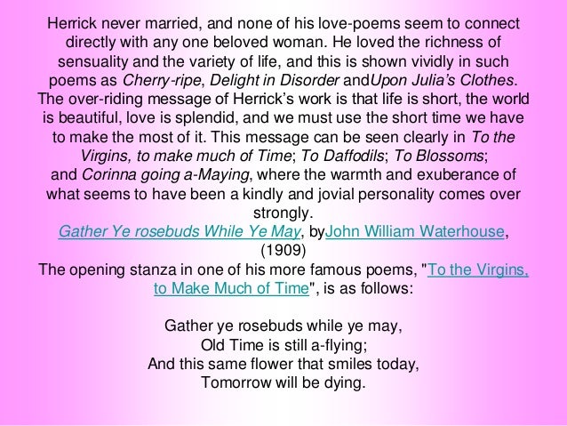 pic Gather Ye Rosebuds Poem Analysis robert herrick