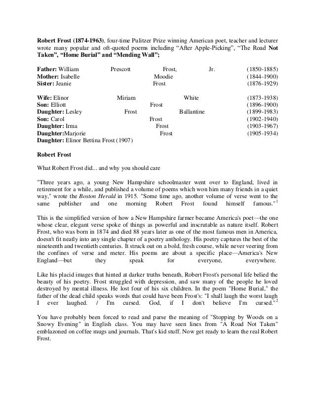Critical essay on robert frost