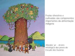 Frutas silvestres e
cultivadas são componentes
importantes da alimentação
indígena




Wazaka´ye - árvore
mitológica dos povos do
Escudo das Guianas
 