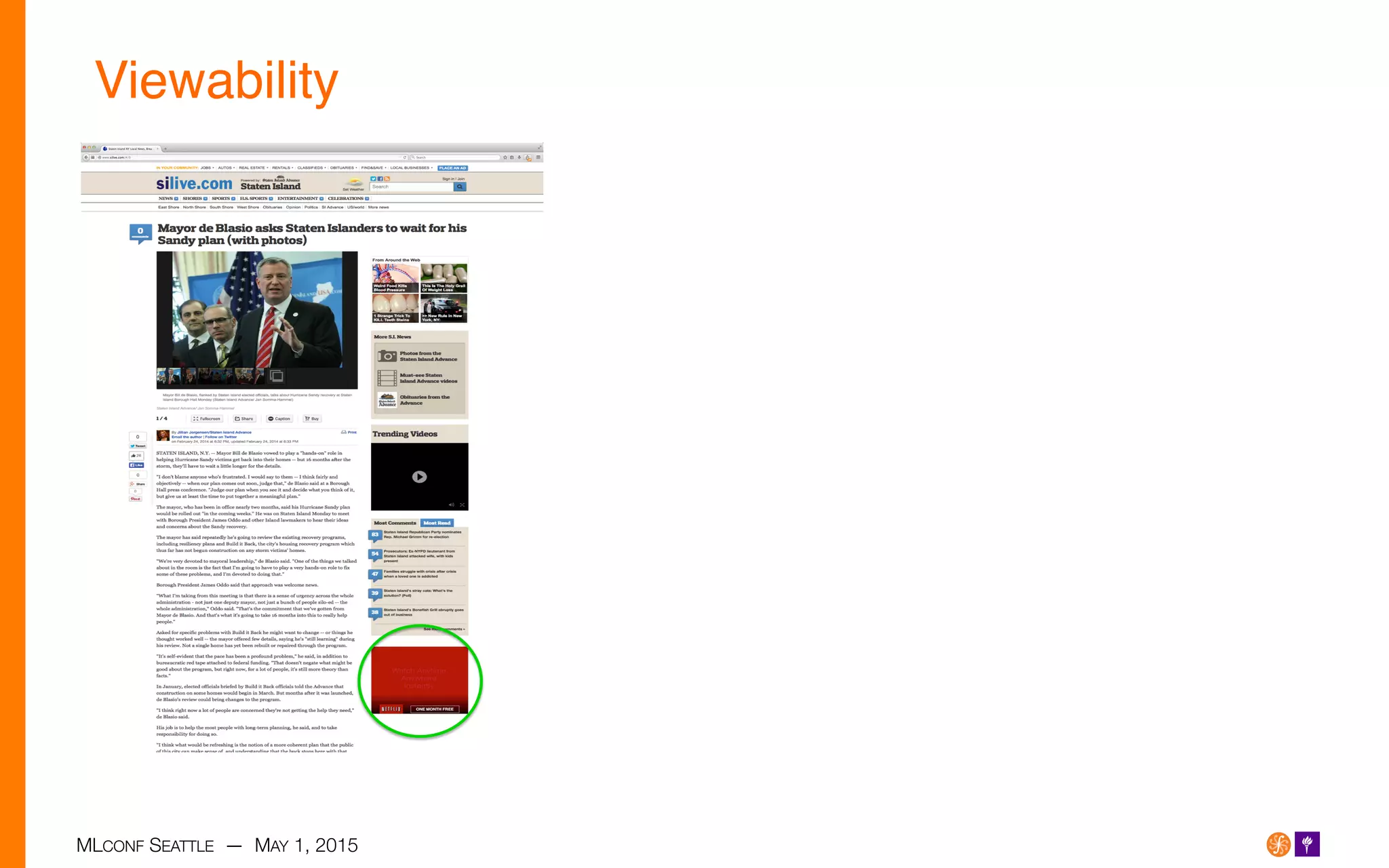 MLCONF SEATTLE — MAY 1, 2015
Viewability!
 