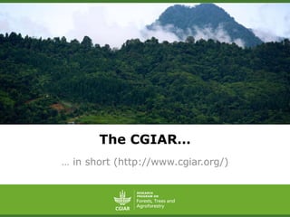 The CGIAR…
… in short (http://www.cgiar.org/)
 