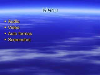 Menu Audio Video Auto formas Screenshot
