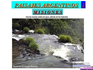 PAISAJES ARGENTINOS 5
                    MISIONES
           Una de muchas caídas de agua, además de las Cataratas




Roberto Enrique Rincón
 