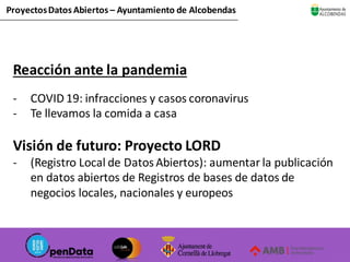 ProyectosDatos Abiertos – Ayuntamiento de Alcobendas
Reacción ante la pandemia
- COVID 19: infracciones y casos coronaviru...