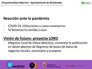 ProyectosDatos Abiertos – Ayuntamiento de Alcobendas
Reacción ante la pandemia
- COVID 19: infracciones y casos coronaviru...