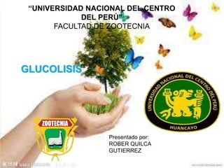 “UNIVERSIDAD NACIONAL DEL CENTRO
DEL PERÚ”
FACULTAD DE ZOOTECNIA
Presentado por:
ROBER QUILCA
GUTIERREZ
GLUCOLISIS
 