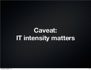 Caveat:
IT intensity matters
97Tuesday, October 8, 13
 