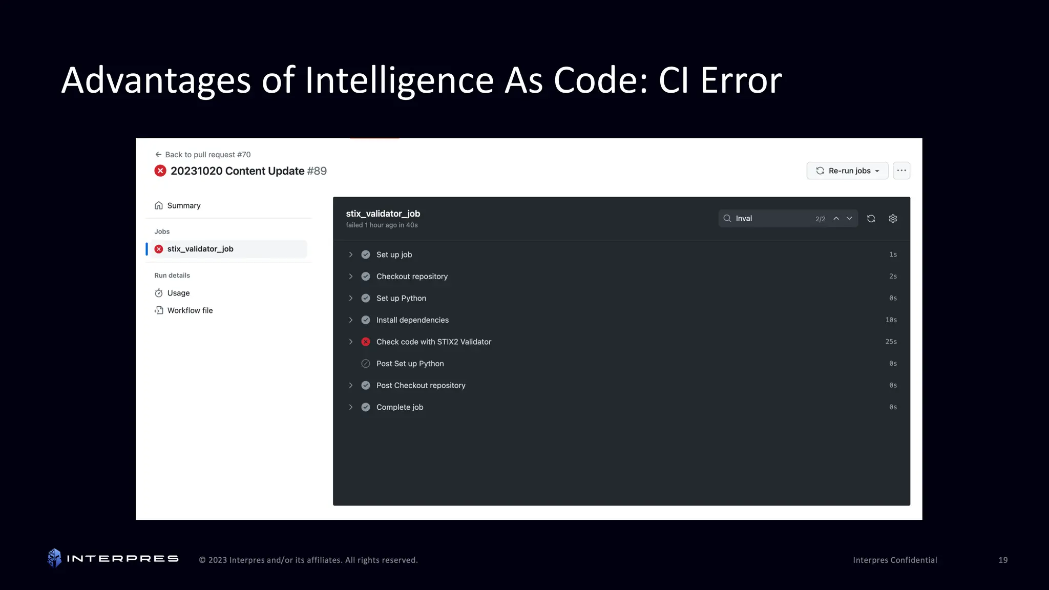 Advantages of Intelligence As Code: CI Error
 
