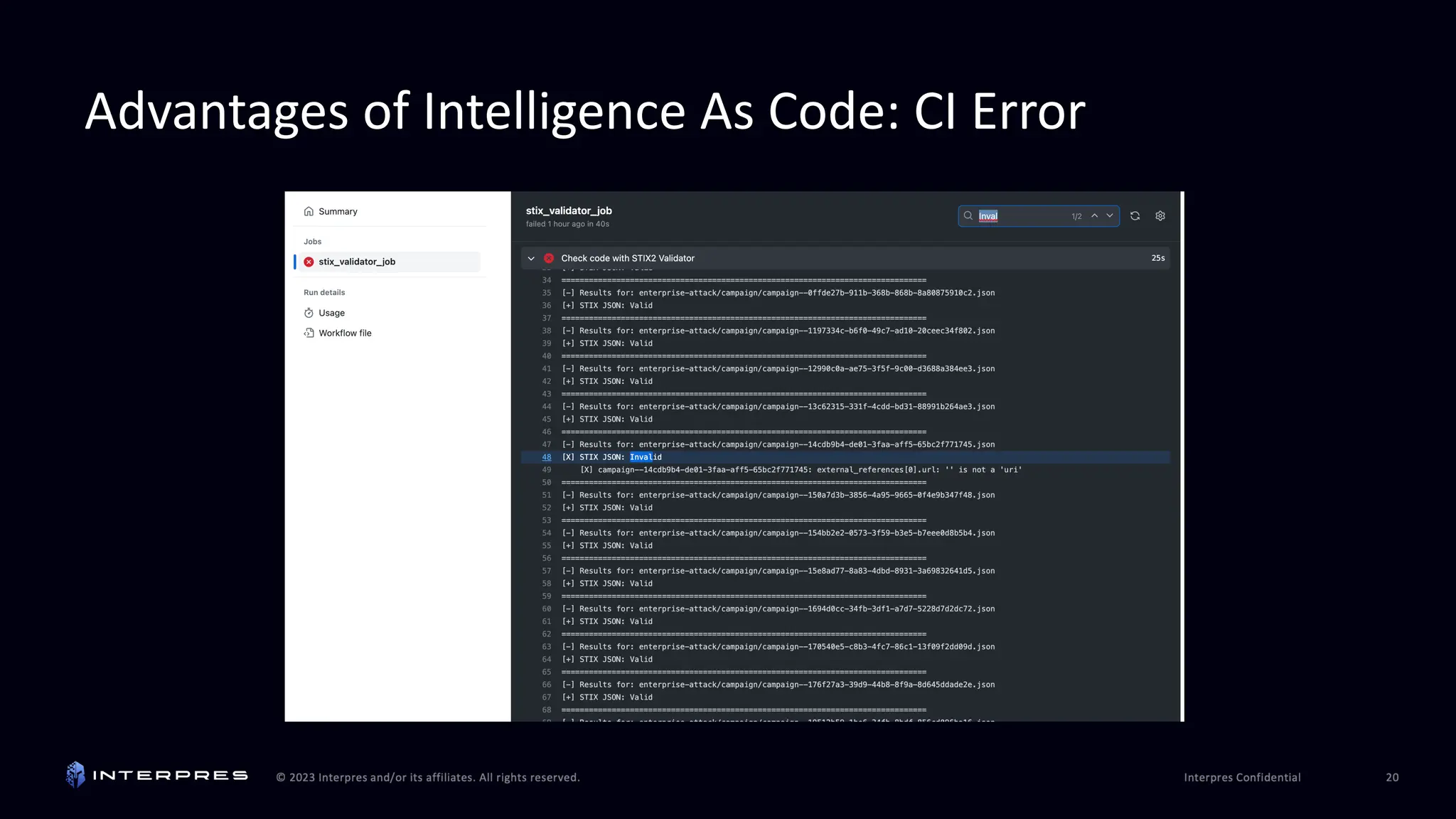 Advantages of Intelligence As Code: CI Error
 