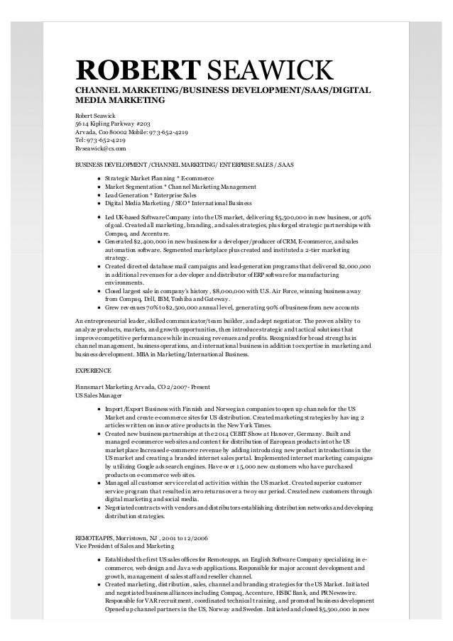 robert seawick resume business development channel digital media director resume