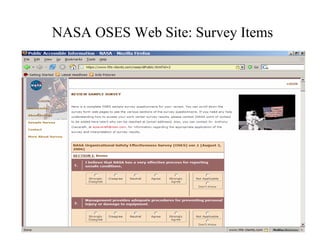 NASA OSES Web Site: Survey Items
 