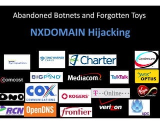 Abandoned Botnets and Forgotten Toys
NXDOMAIN Hijacking
 