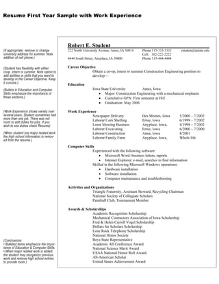 Robertstudent with work exp