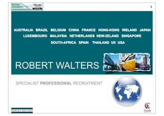 1




ROBERT WALTERS
SPECIALIST PROFESSIONAL RECRUITMENT
 