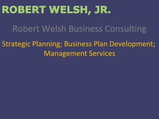 Robert Welsh Business Consulting Strategic Planning; Business Plan Development;  Management Services 
