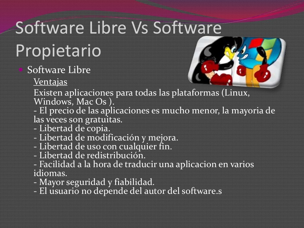 Software libre vs software propietario Software libre vs software propietario