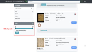 Digital Manuscripts Without Borders: A Discovery Platform of Manuscripts and Rare Books Slide 15