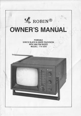 TV Portátil Robin TV-200 Preto e Branco 5 Polegadas - Manual