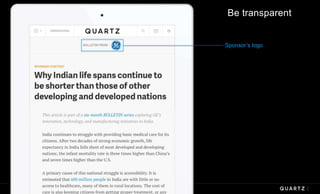 Sponsor’s logo
Be transparent
 